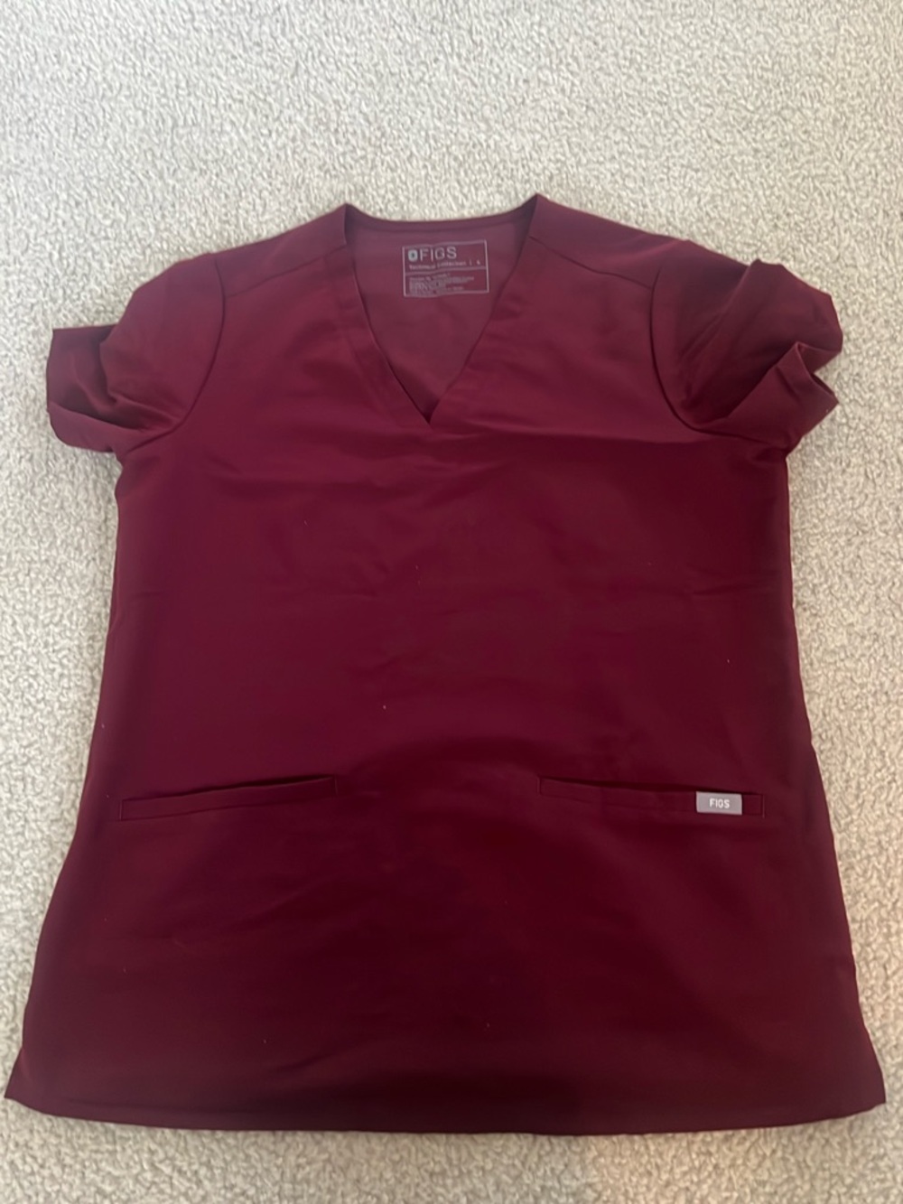 Figs Women's V-Neck Scrub Top in Burgundy